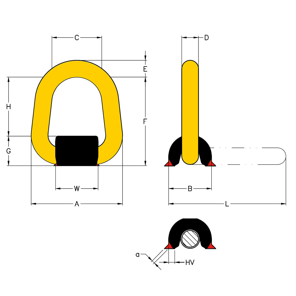 YOKE Digital Weld-On Lifting Point Dimensions