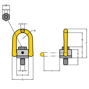 YOKE Digital Anchor Point - Metric Thread Dimensions