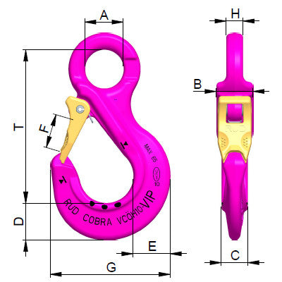 RUD VIP-Cobra Eye Sling Hook for PowerPoint | with saftey Latch |8502323 |8502202 |