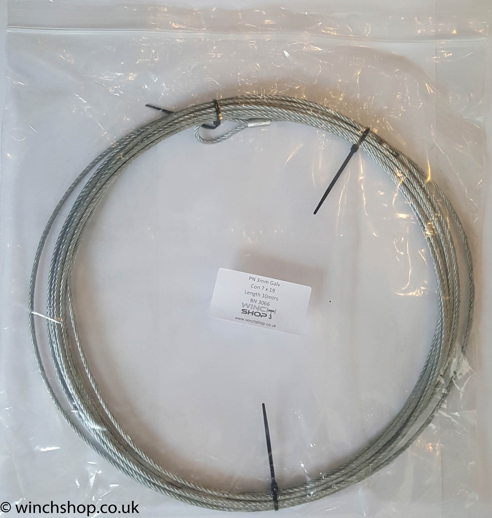 5mm 7 x 19 Galvanised Wire Rope, 10 metres long