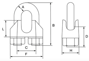 Wire Rope Grip BS EN Style - Type A Dimensions