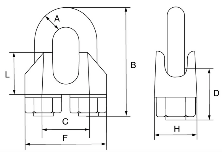 Wire Rope Grip Dimensions