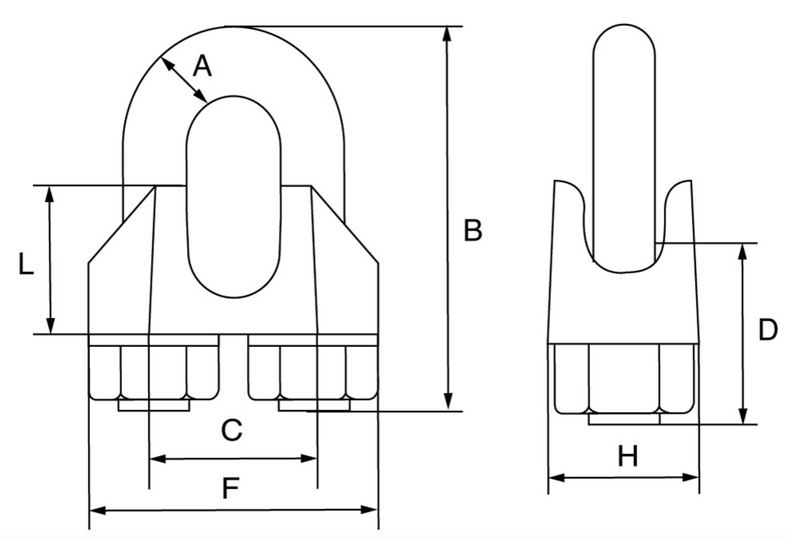 Wire Rope Grip Dimensions