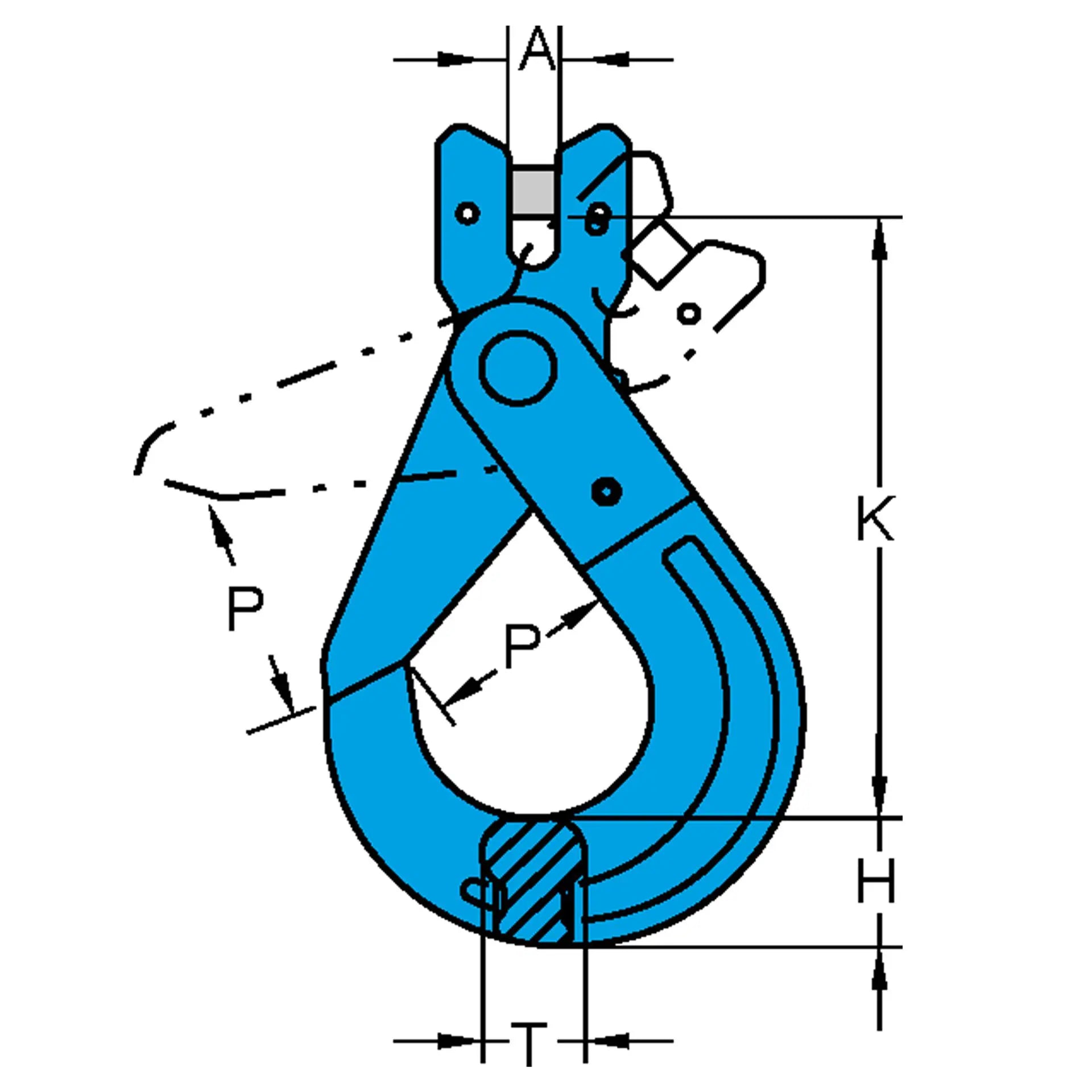 YOKE Grade 100 Clevis Self Locking Hook Dimensions