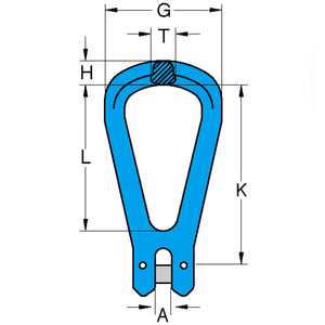 YOKE Grade 100 Clevis Master/Reevable Egg Link Dimensions