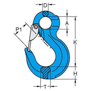 YOKE Grade 100 Eye Sling Latch Hook Dimensions