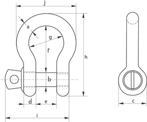 Green Pin Standard Bow Shackles with Screw Collar Pin