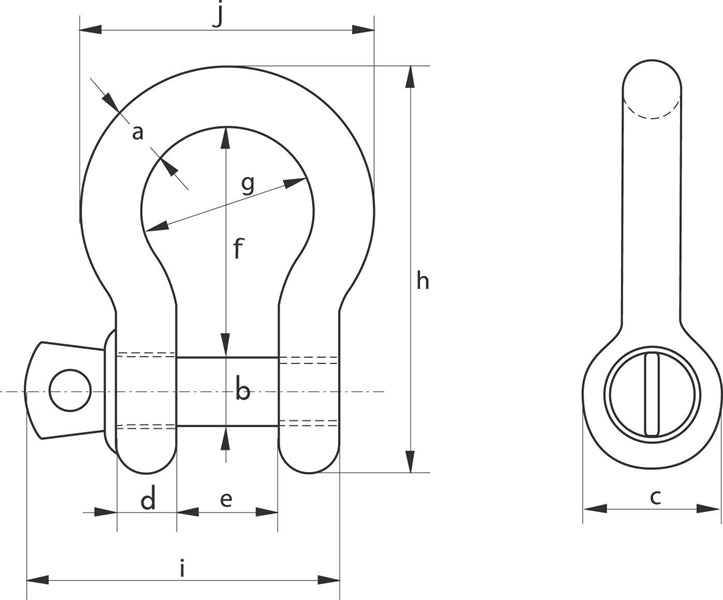 Green Pin Standard Bow Shackles with Screw Collar Pin